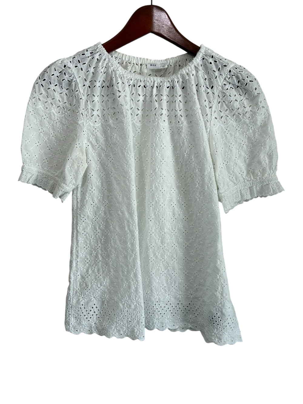 Gap Women's White Eyelet Puff Sleeve Top Size XS